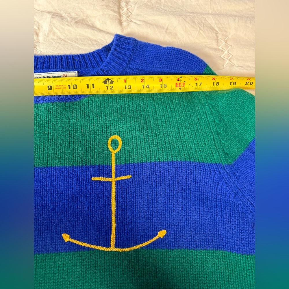NEW Sandrine Rose Cashmere Sweater - Green and Blue Stripe Sz L - Picture 6 of 9